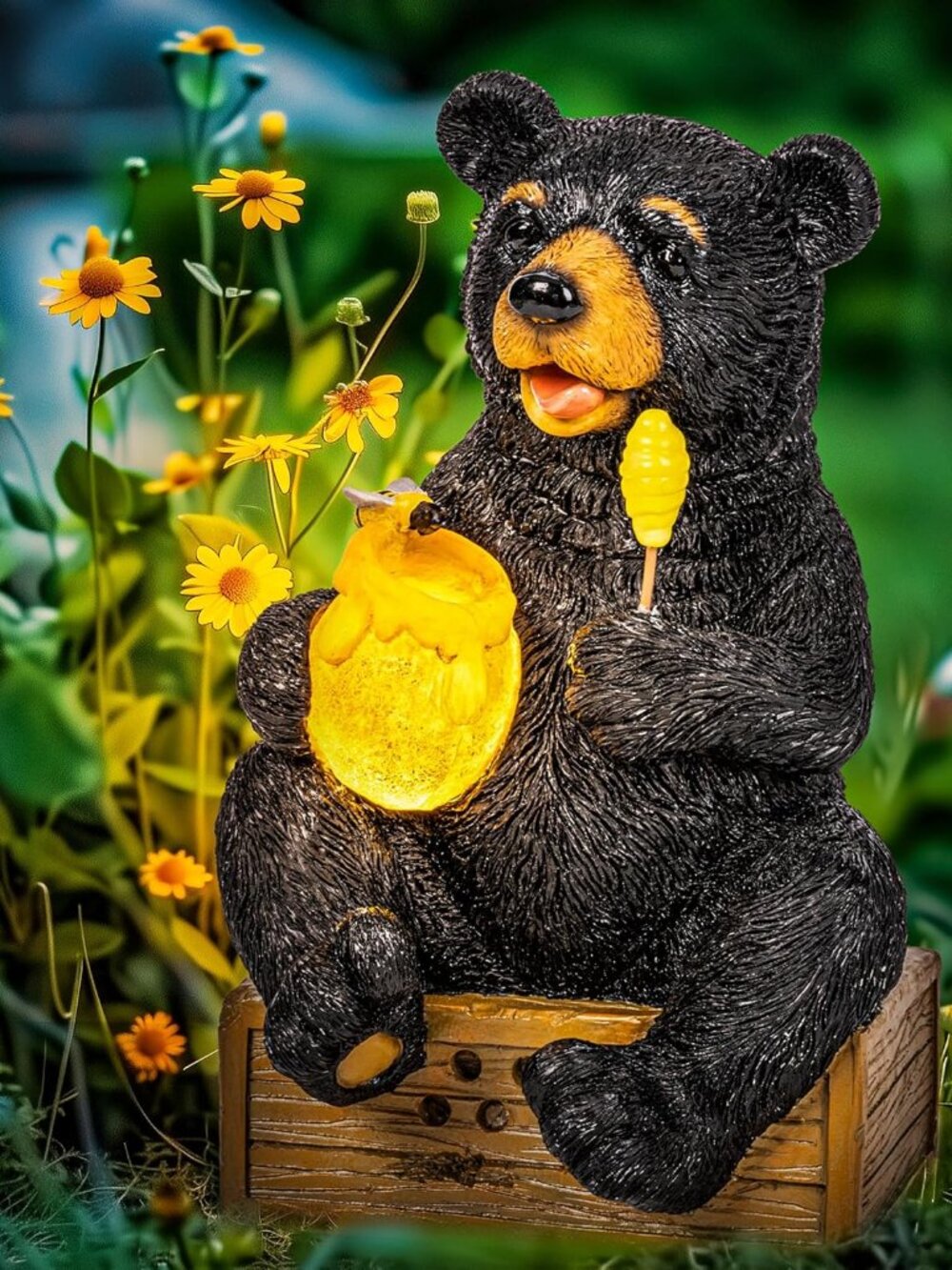 Solar Garden Decor Cute Bear Statues Outdoor, Birthday Gifts for Mom Grandma Wom